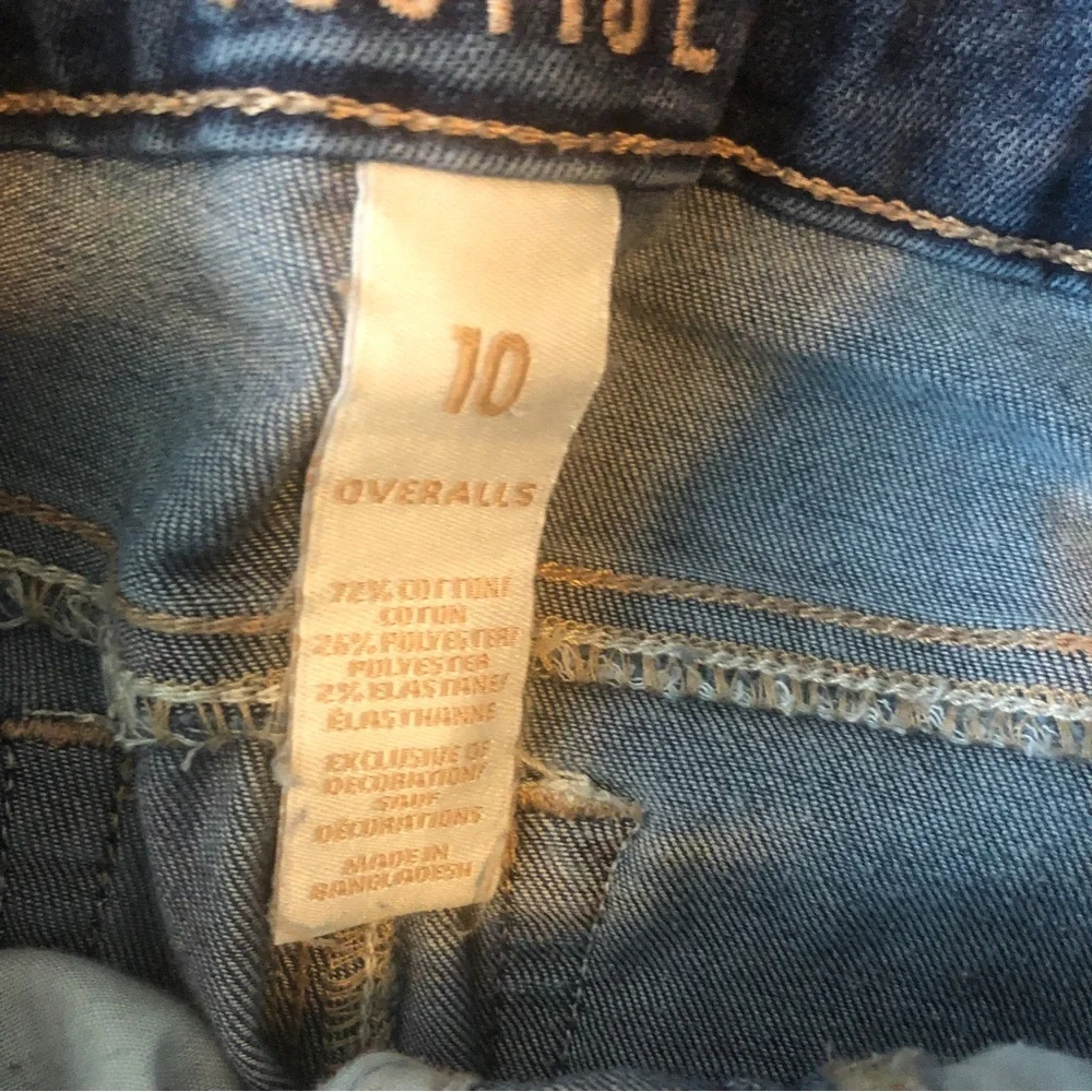 Justice Girls Denim Overalls Blue Denim Distressed Plaid Bibs